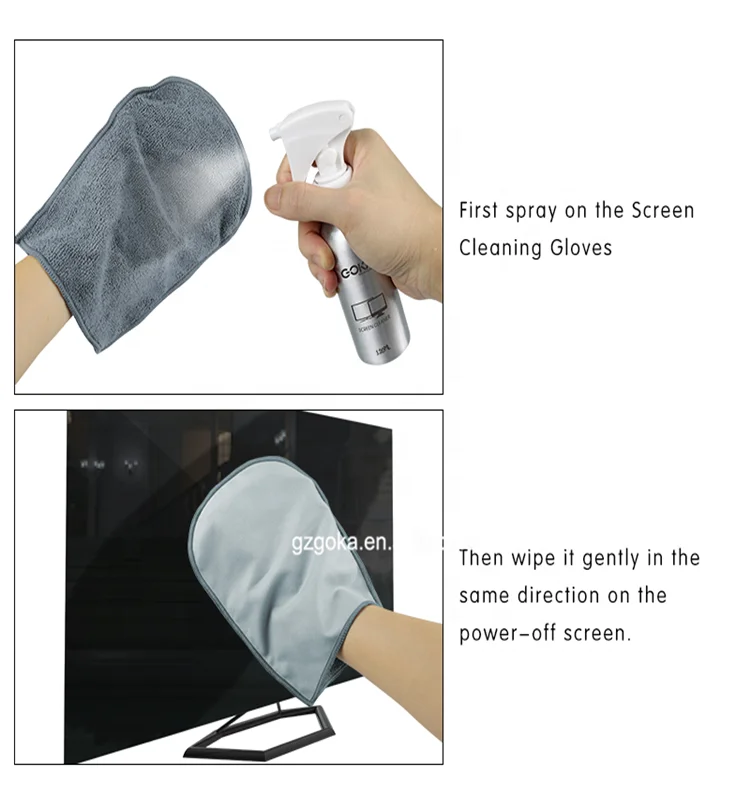 New packaging 100ml laptop cleaning liquid cleaner glove set lcd screen spray cleaner OEM aluminum bottle