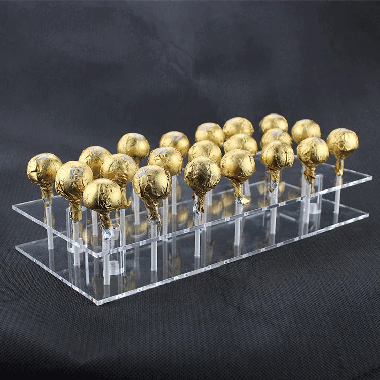 Square transparent candy display rack double layer porous custom acrylic lollipop display rack