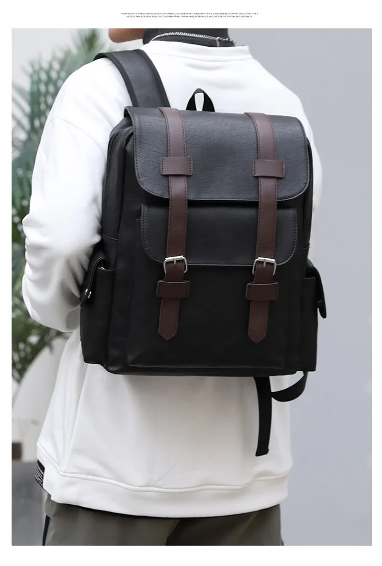 Wholesale Leather Laptop School Bags Fashion Waterproof Travel Backpack For Men Women PU College Student Backpack