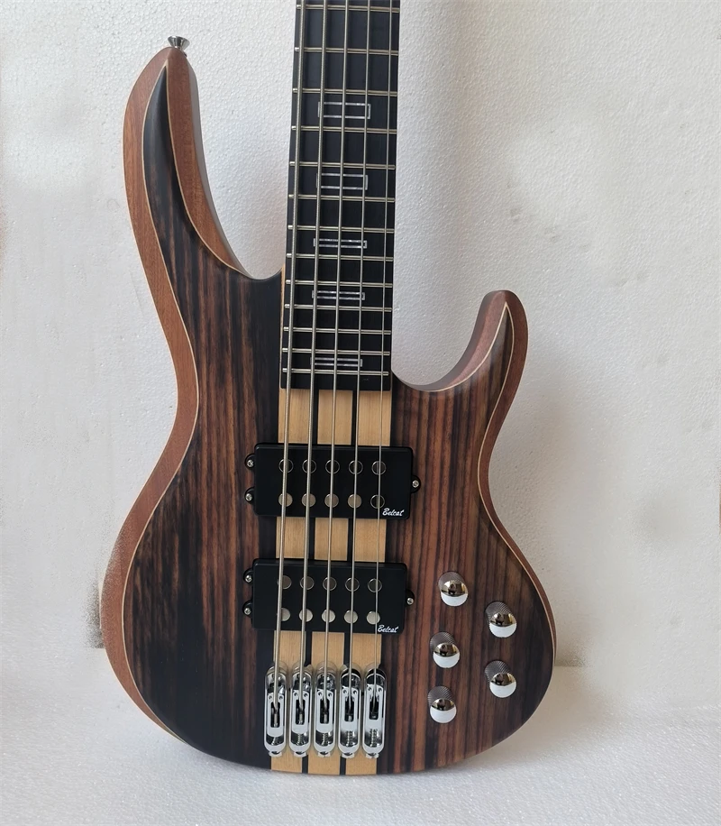 5 string electric bass guitar, High quality neck through body electric bass, active pickup