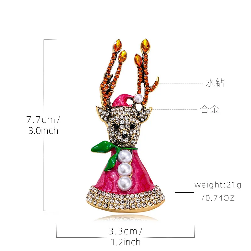 Manufacturer wholesale designer metal rhinestone fashion animal Christmas deer cufflinks pins buckles & corsage brooches  women