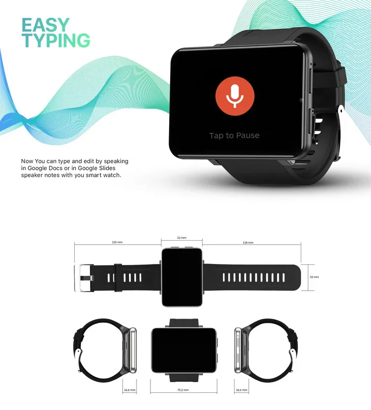 2021 New Arrival DM100 Phone Watch BLE Smart Fitness Watch 4G Android 7.1 WiFi GPS Health Wrist Band Heart Rate Monitor