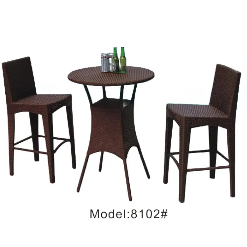 Customized Hotel pub bar furniture 3 piece outdoor aluminum wicker rattan stools bar chairs