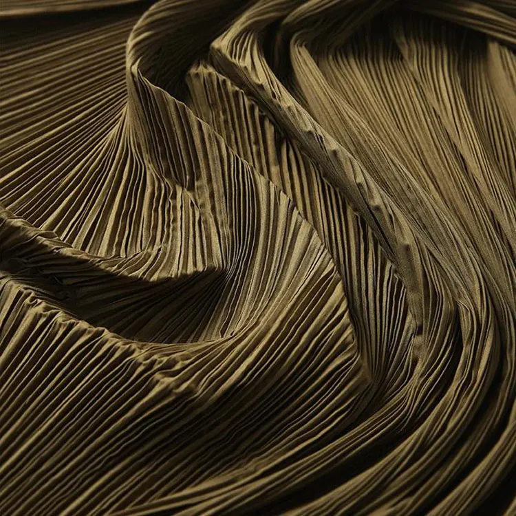 Customization solids crinkle woven 100% polyester fabric abstract fabric accordion crepe pleated fabric