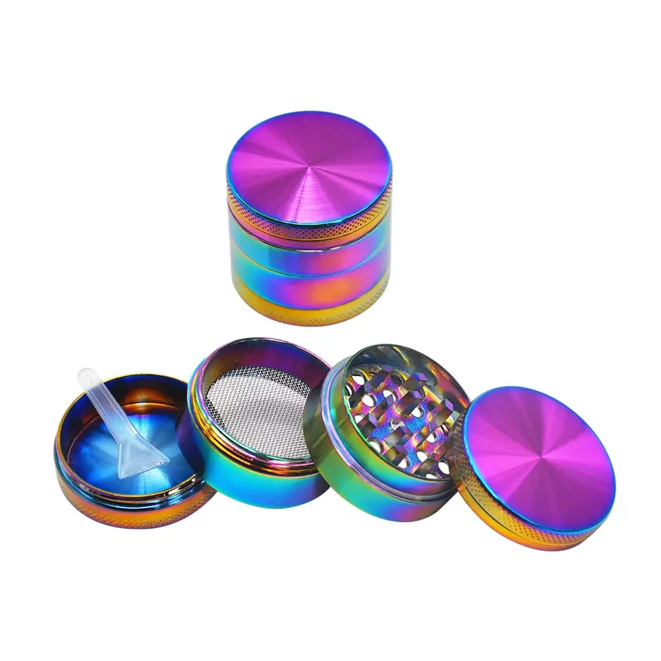 Yiwu JUJI 2022 Wholesale OEM/ODM Custom Logo Colorful 4 Layer 40mm Zinc Alloy Metal Tobacco Herb Grinder