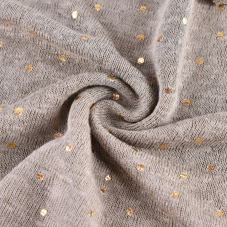 Soft Rayon Polyester Viscose Heating Foil Print Knit Hacci Fleece Fabric for