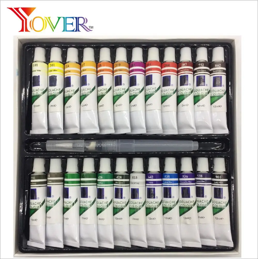 Hot Sale on line 24pcs 12ml Alu Tube Artist Gouache Paint Set