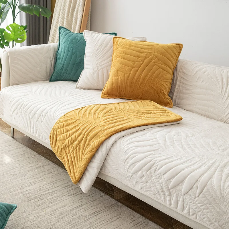 Nordic non-slip sofa cushion crystal plush cushion living room bedroom four seasons universal sofa cover cover