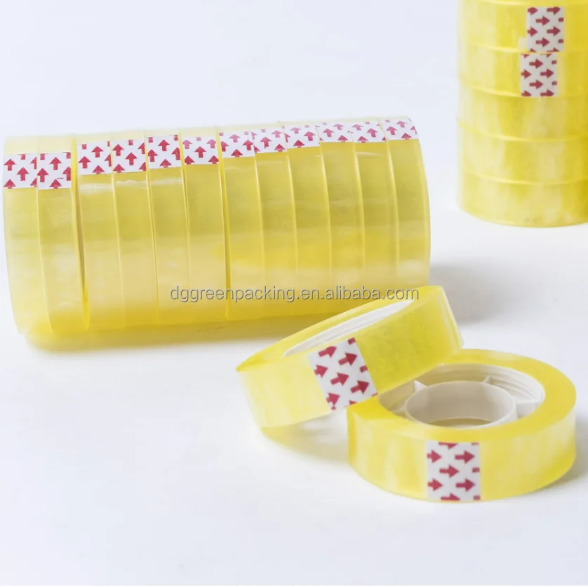 Хорошее качество прочная вязкая настольная лента школьная допп акриловая прозрачная и желтоватая цветная офисная канцелярская