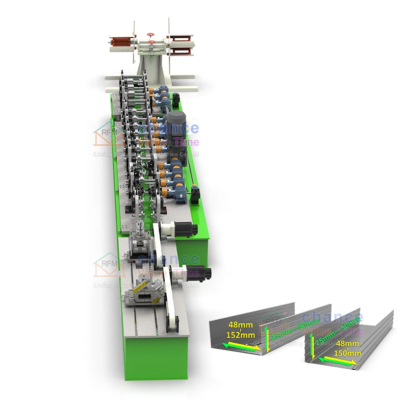 Fully Automatic Model Change and Size Adjustment Stud and Track Making Machine