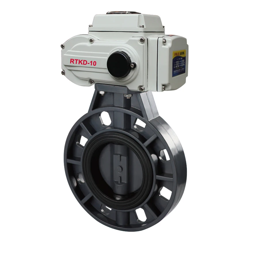 AC220V AC24V DC24V 4-20mA actuator UPVC Plastic butterfly valve electric pvc valve