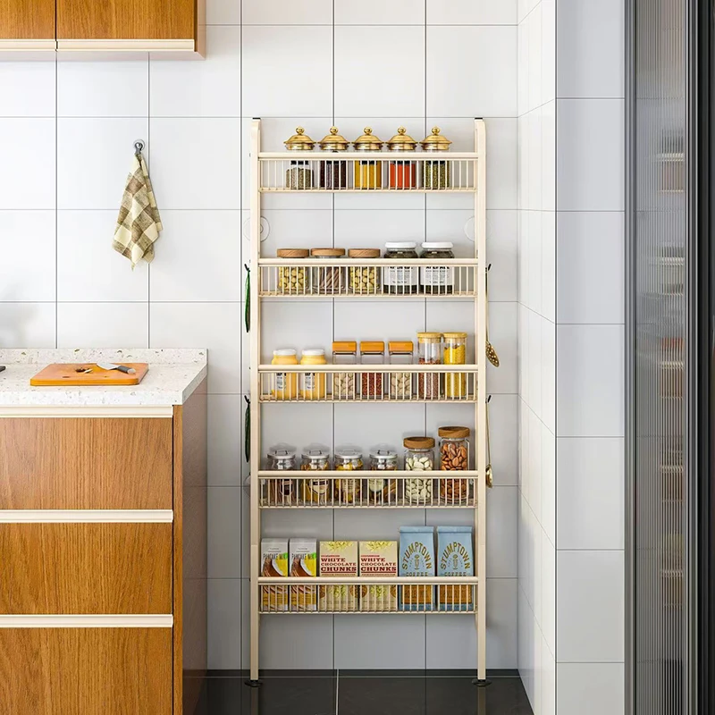 OWNSWING Multi-LayerWall Hanging Shelf Kitchen Condiment Cabinet Door Rear Storage Rack Punch-Free Doors Organizer Shelf Hanging