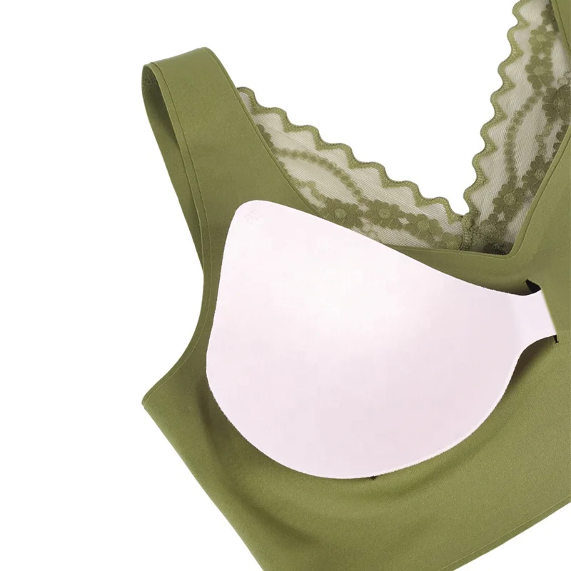 Customized Logo High Elastic Butterfly Bralette Women Wire Free Lace Beauty Back Gather Seamless