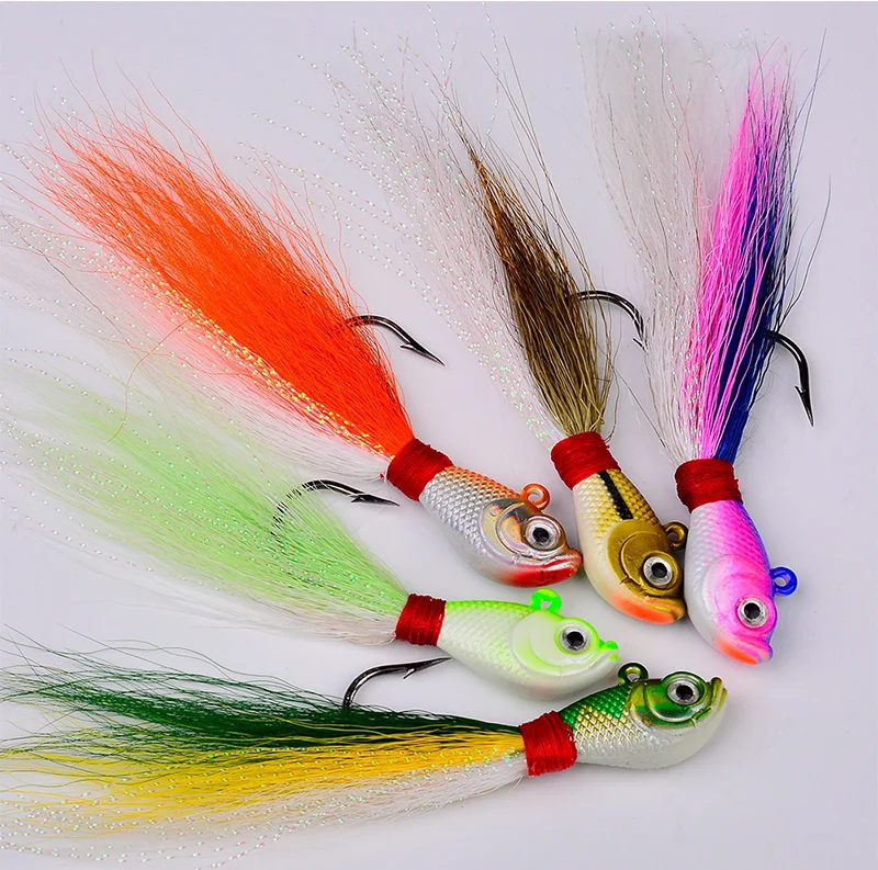 Small Leader Fish Long Casting Sinking Small Iron Plate with Feather Hook Tied Hair Chao Tian Hook Metal Hard Bait Bait