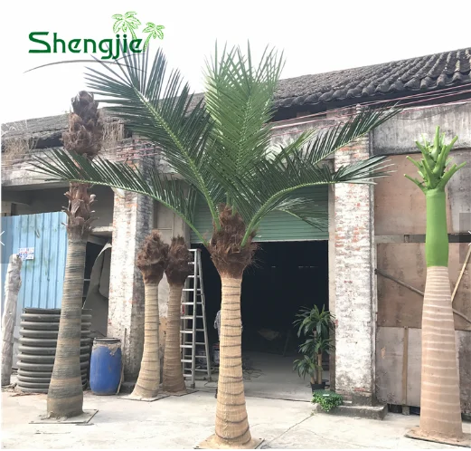 Curve shape artificial coconut palm trees for waterpark or hotel display