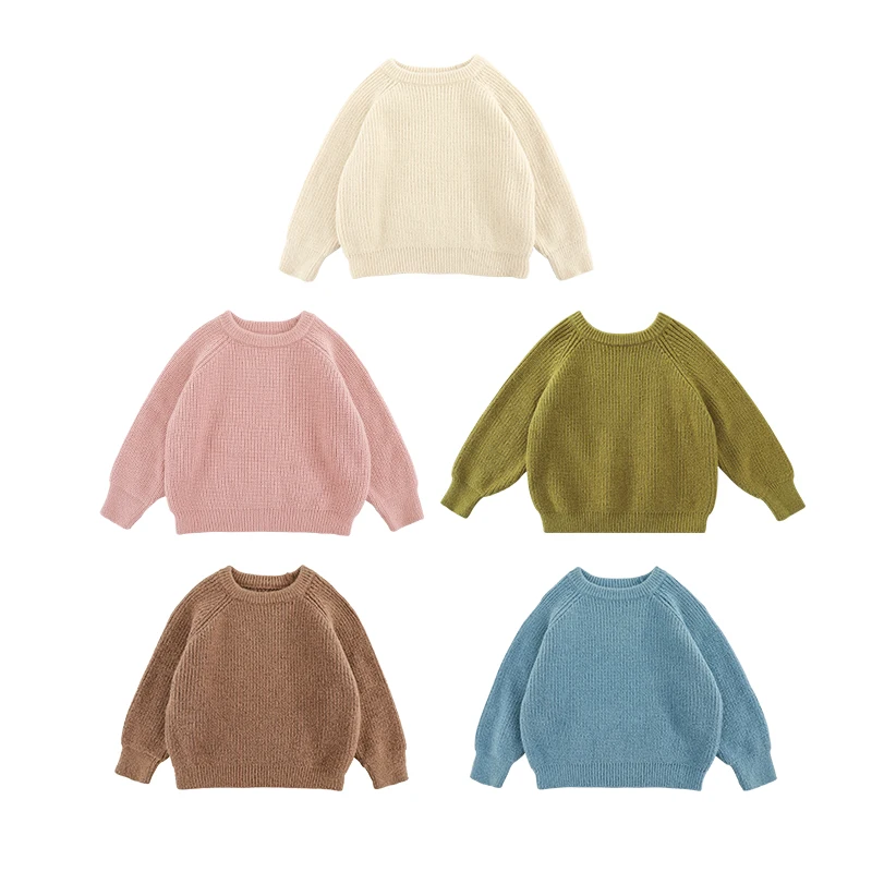 YOEHYAUL Boutique High Quality Autumn Spring Baby Infant Toddler Pullover Knit Clothes Kids Solid Color Sweater