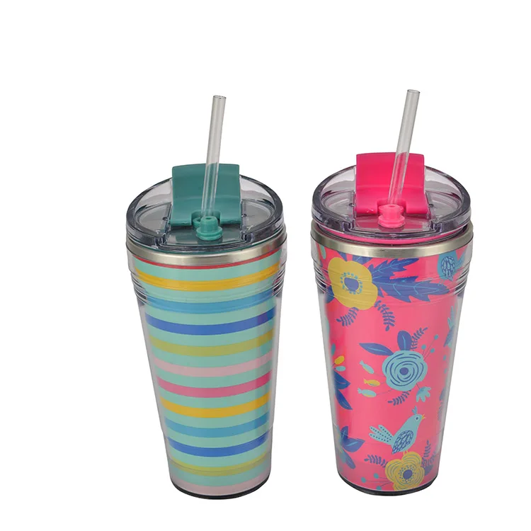 Sports Vacuum Insulated Stainless Steel Cup With Straw And Lid