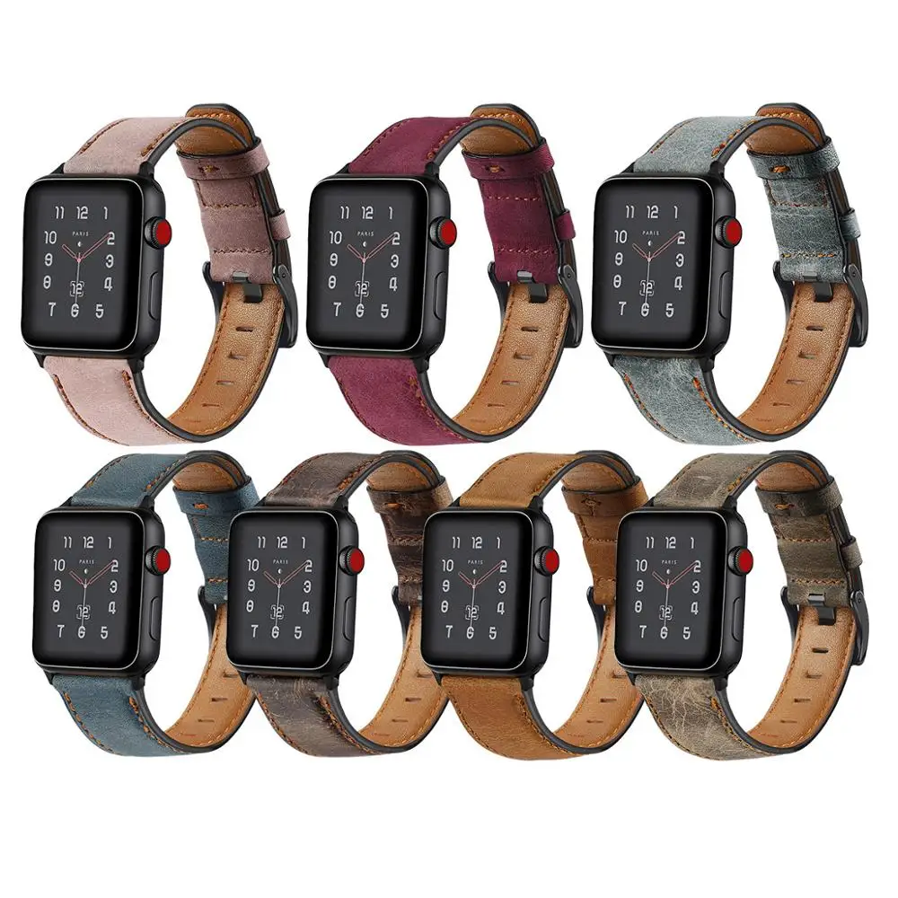  Ремешок кожаный для Apple Watch Band 38 мм 44 40 42 сменный Браслет из натуральной кожи Iwatch Bands