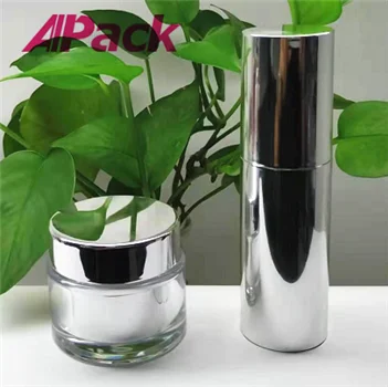 Chinese airless cosmetic containers 15g 30g acrylic 50g cream jar cans 15ml 30ml 50ml silver airless pump bottle