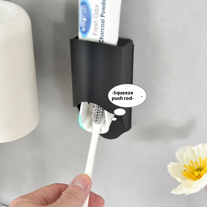 Accept Custom Logo Bathroom Automatic Toothpaste Squeezers Home Wall Mounted Toothbrush Holder