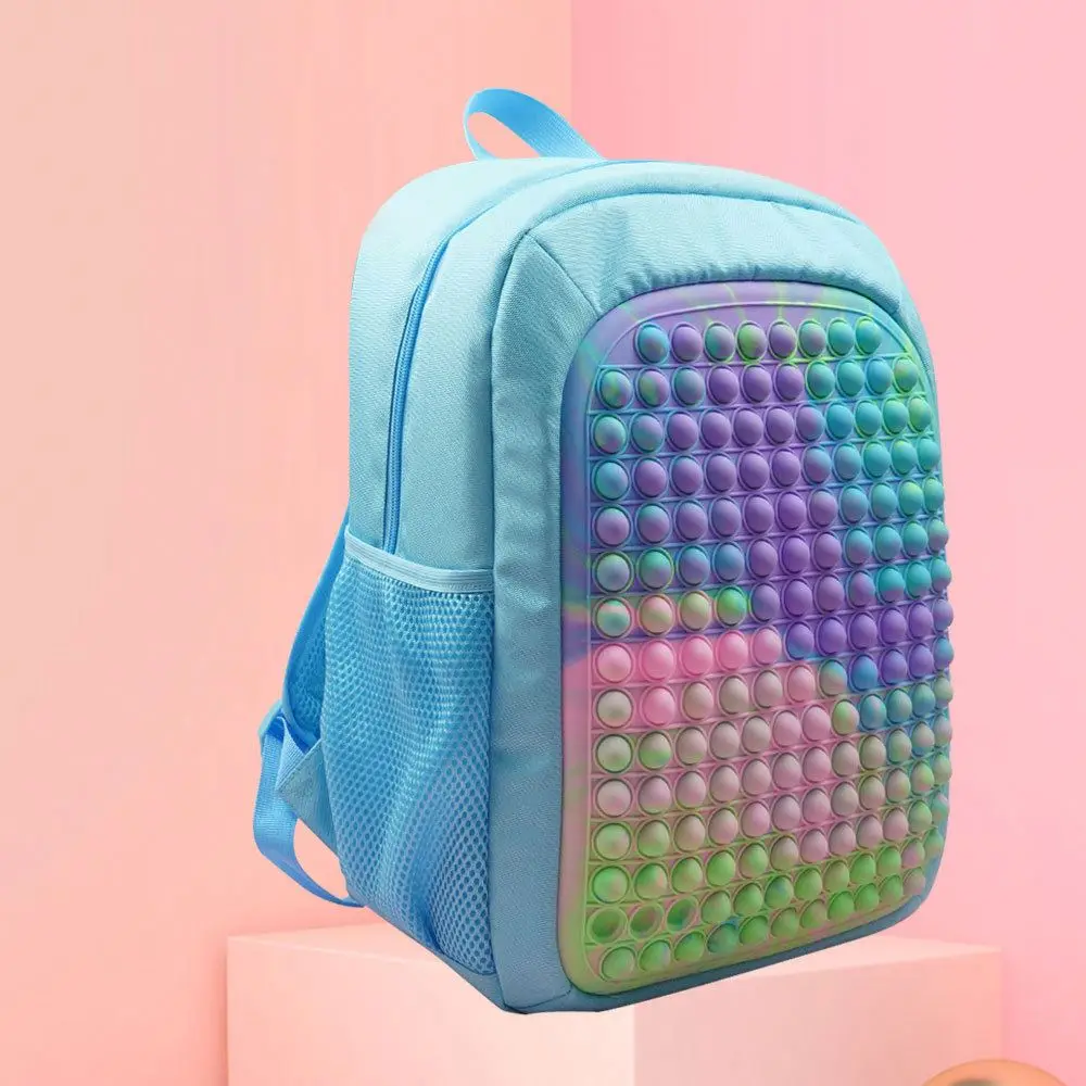 Hot Sale   Push Bubble School Bags  Backpack Children Silicone Rainbow pop  book bag  Fidget Backpack