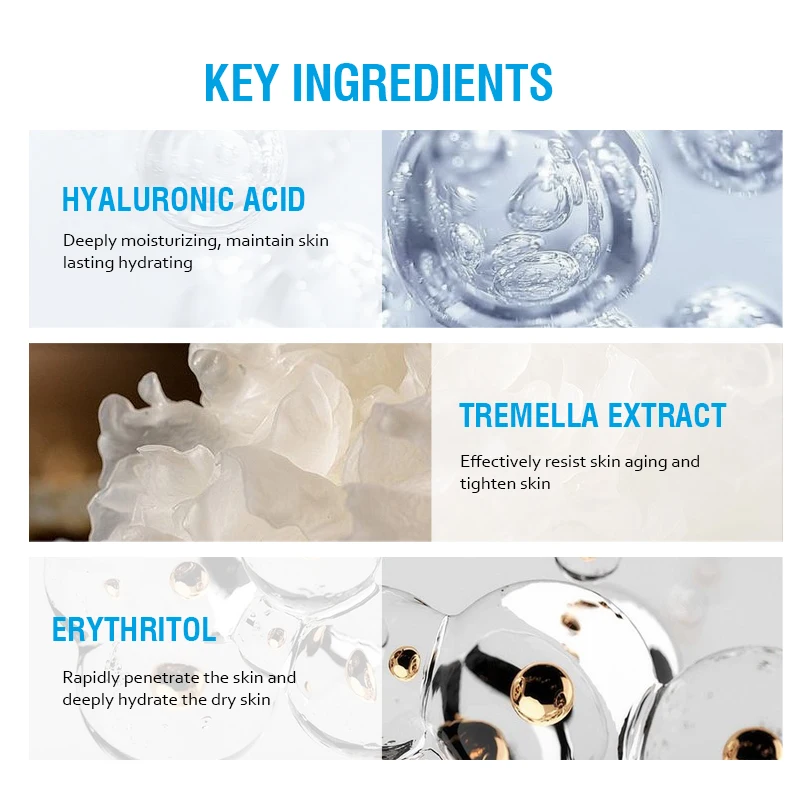 Kangrong private label skin care moisturizing hydrating erythritol Japanese small molecule hyaluronic acid ampoule face serum