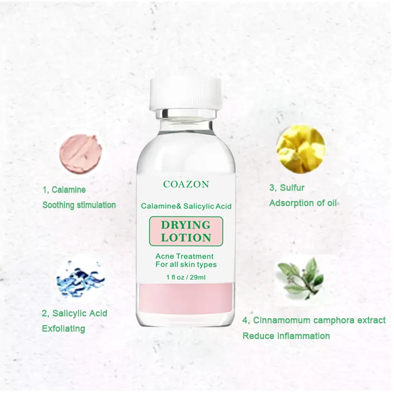 Beaty skin Drying Lotion Overnight Salicylic Acid serum and Sulfur Cystic Acne Spot Treatment for Face and Body