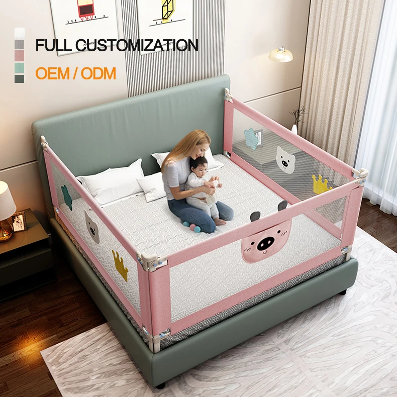 Portable Child Safety Products Full Customization Toddler Cot Railing Babi Side Double Guard Cute Bear Design Bed Rails