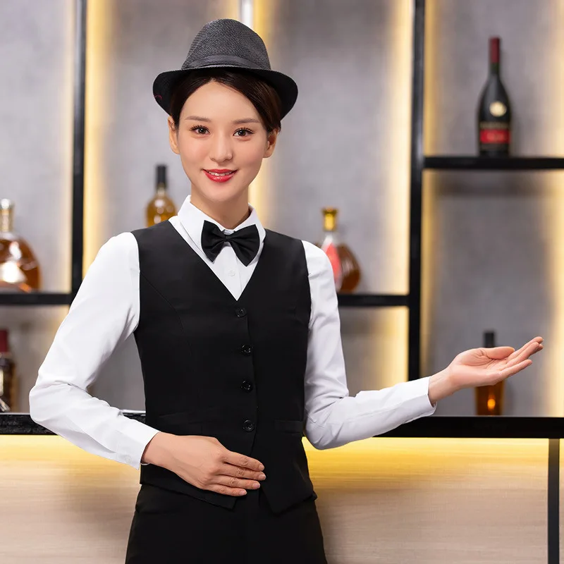 Server apparel waistcoat for western hotels restaurant uniform clothes waiter vests