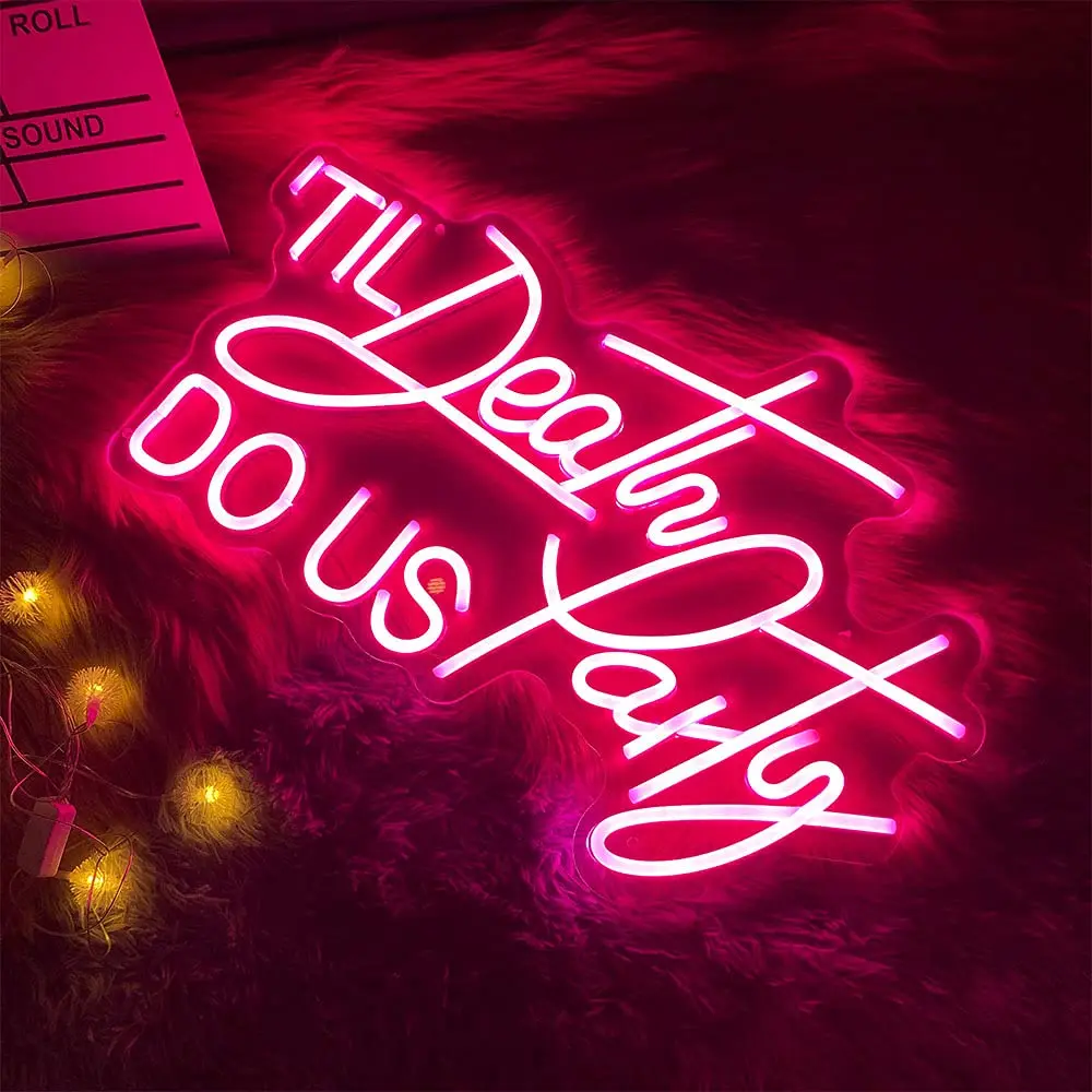 Sign Decor Led Light Wall Flex Vibe Lights Letters For Girls Home Bedroom Custom 12V Lamp Words Til Death Do Us Party Neon Signs