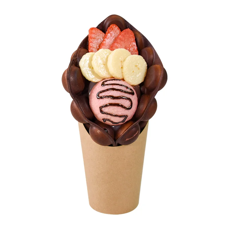 HongKong Egg Waffle Box Crepe Cone Waffle Paper Packaging Cone Holder Bubble Tea Waffle Packaging custom packing paper box