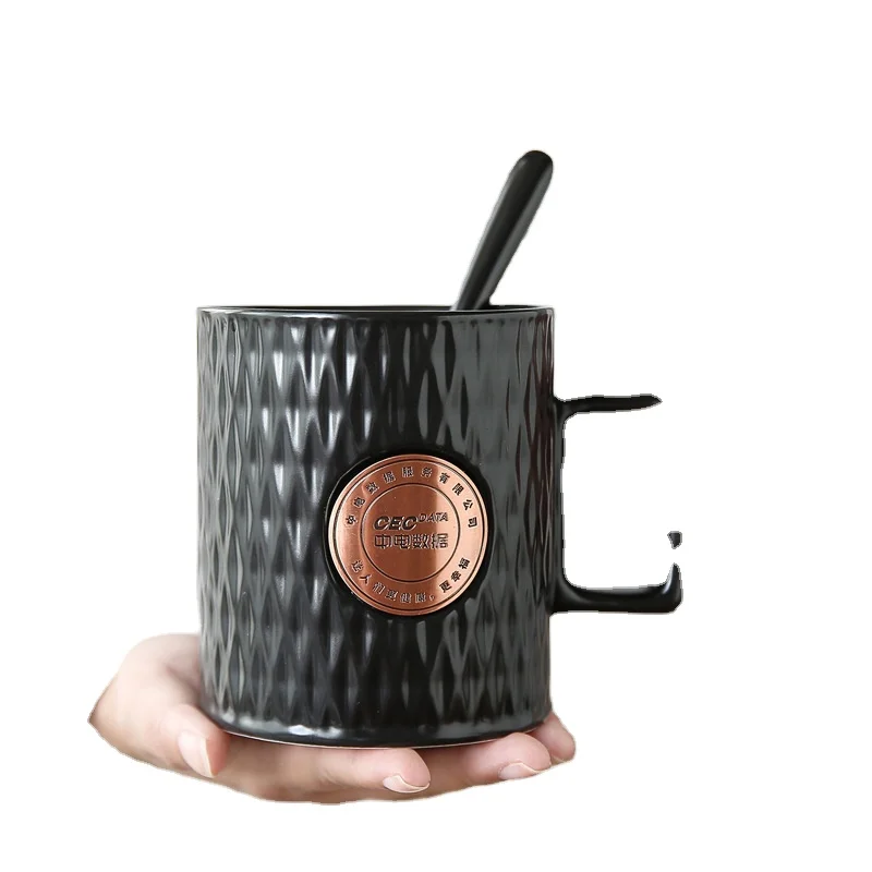 Korea Simba copper seal engraved ceramic mug coffee mug