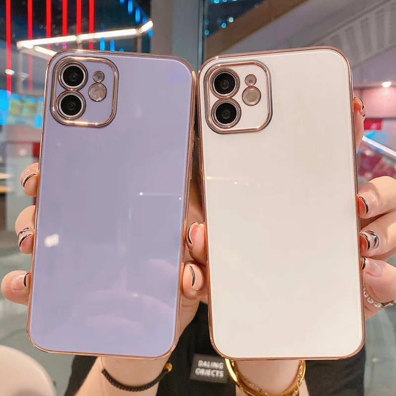 Роскошный позолоченный Гальванизированный чехол для iPhone 11 12 6 7 8 Plus X XR XS MAX Силиконовая Защита объектива 12 11 Pro Max SE чехол