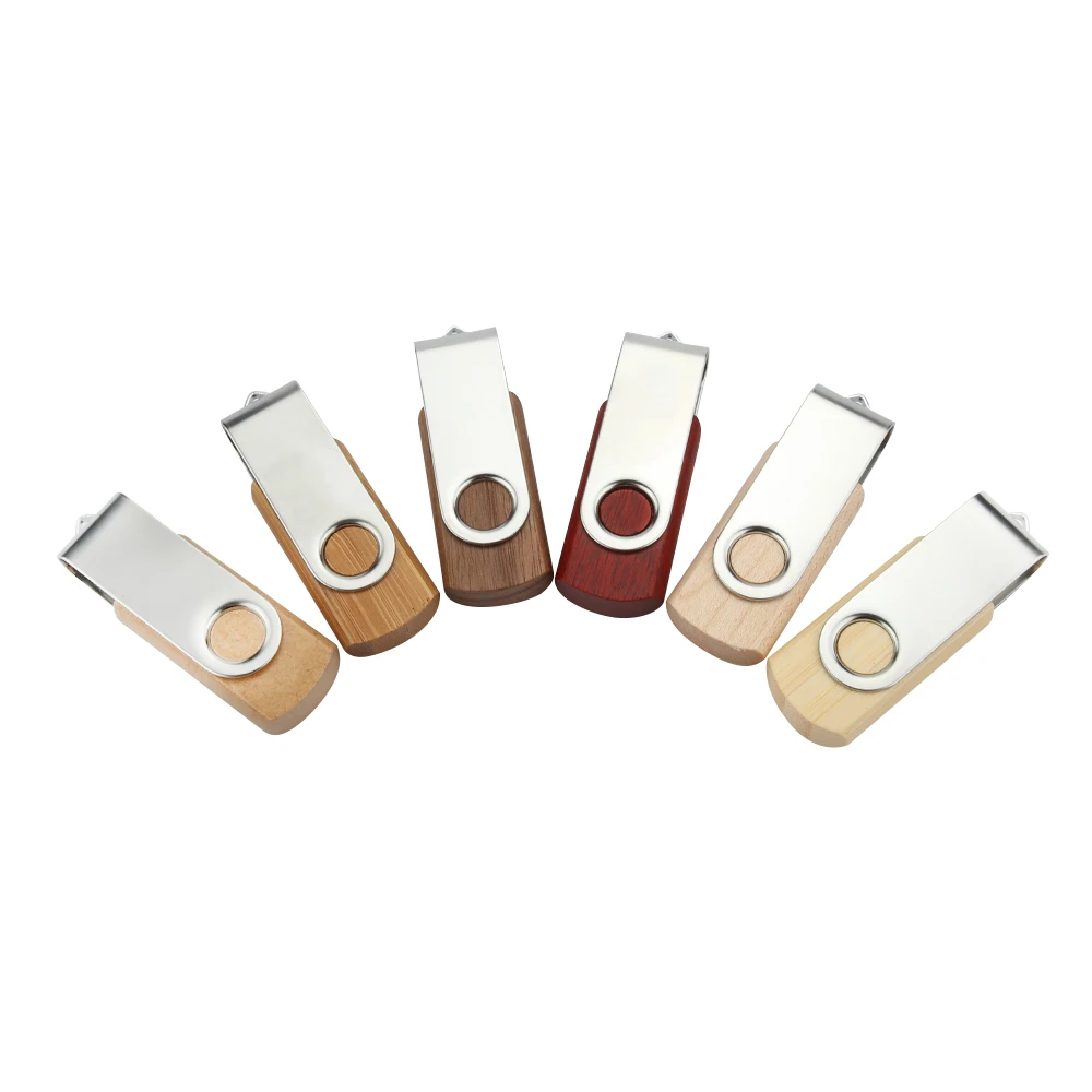 Promotional Custom Wedding Gifts USB 2.0 Wooden Swivel USB Flash Drive Laser Printing LOGO flash disk
