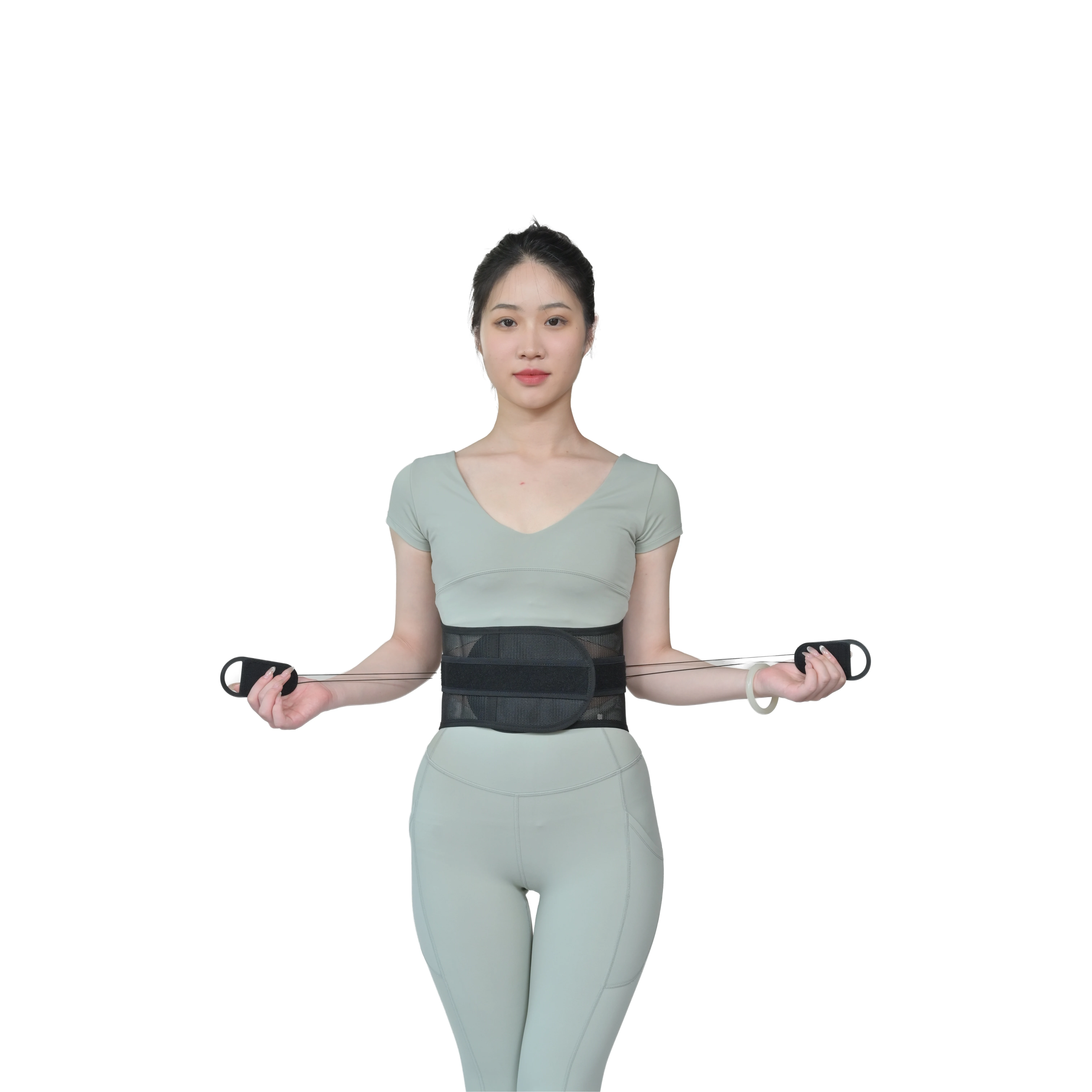 elastic two side drawstring pull fixed belt lumbar disc strain exercising protection support waist belt