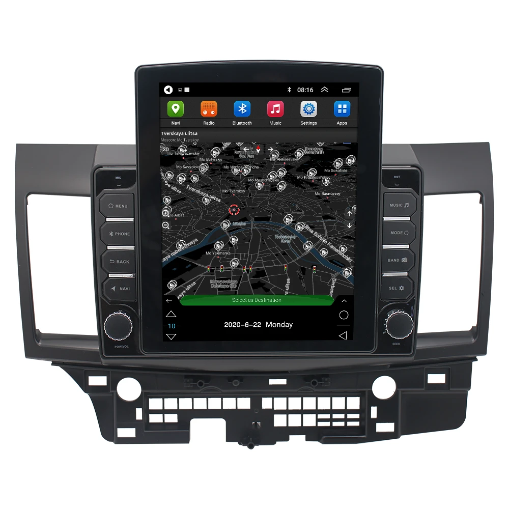 9.7 inch vertical android car radio player for Mitsubishi Lancer 2007-2012 car stereo dvd player auto audio navigation