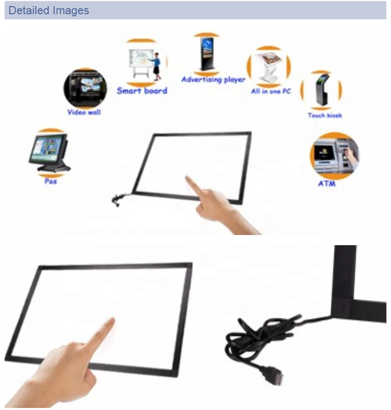 43 inch 10 points touch waterproof without glass plastic infrared touch screen  digital frame photo and video