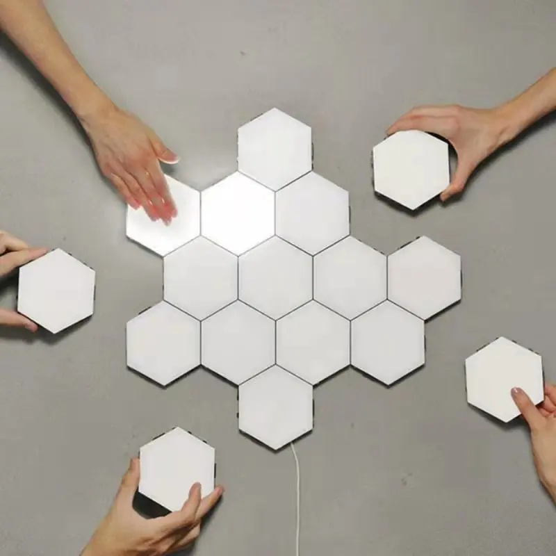 
Creative Smart Wall Lamp Quantum Modular Touch Hexagon Geometry Splicing Hex Honeycomb White Led Night Light 