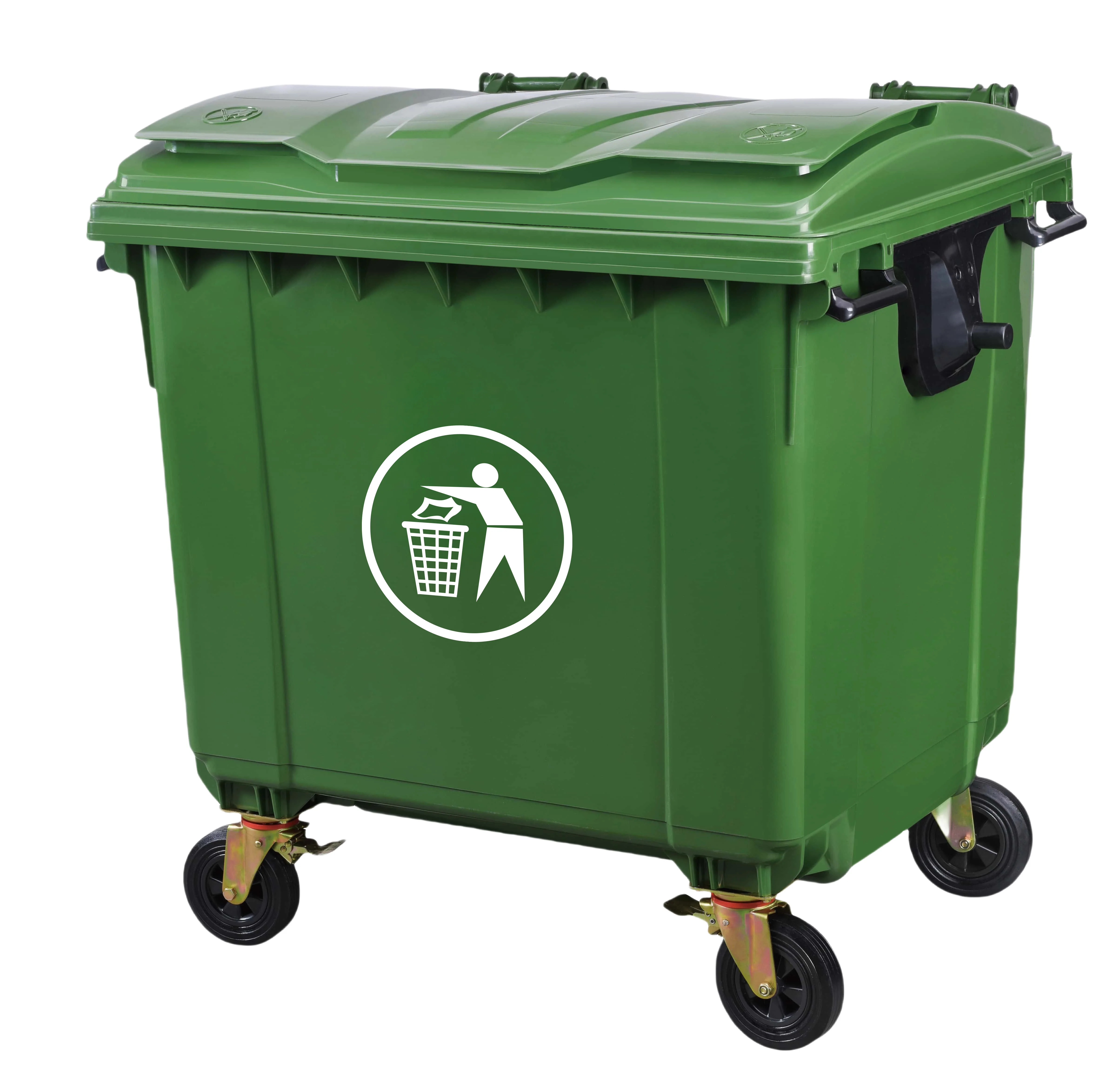 1100l Trash Can Big Size Waste Containers Contenedor De Basura 1100 Litros Mobile Garbage Bin Plastic Dustbin