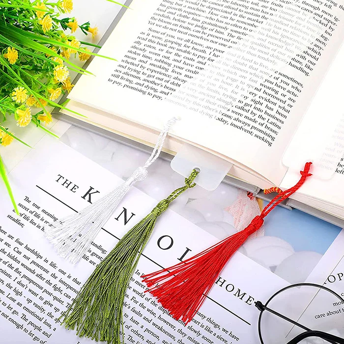 custom acrylic bookmarks blank clear plastic book mark with tassel