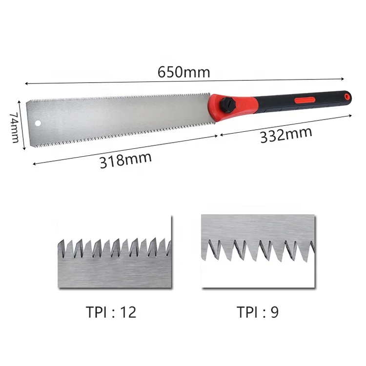 Three Sides Teeth Blade Woodworking Pull Hand Saw FIXED BLADE 0.4 with Plastic Anti-skid Handle Steel Box OEM Wood White 65mn
