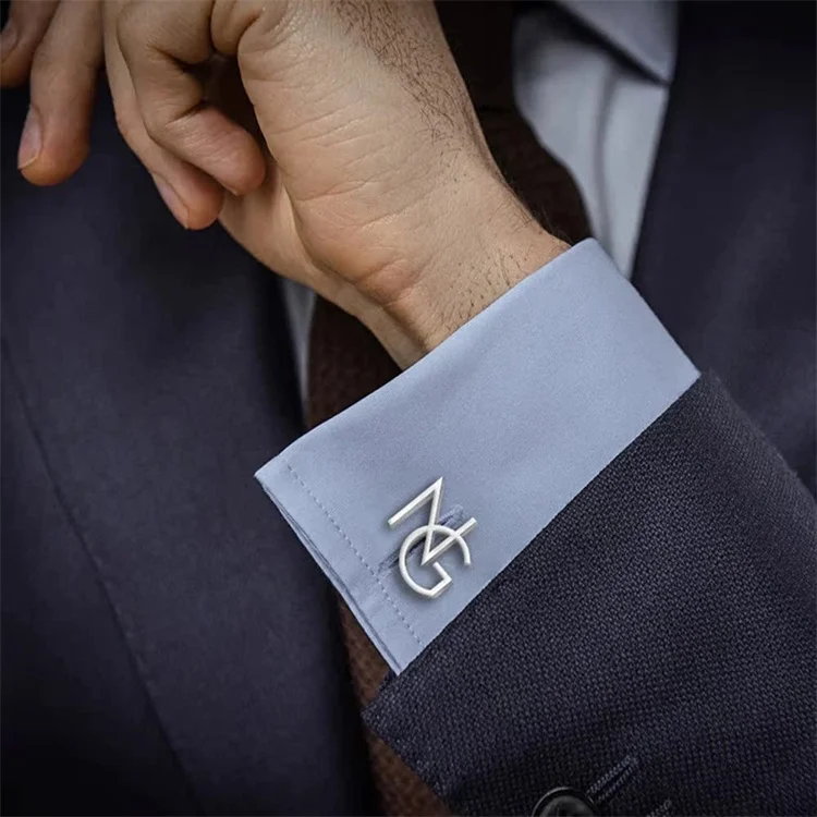 Custom personalized jewelry cufflink vintage luxury stainless steel gold plated 26 letter cufflinks for men