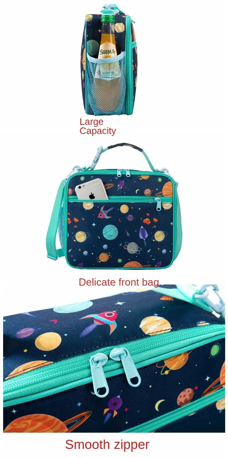 Manufacturers Custom Hand-held Thermal Kids Insulated Lunch Box Bag for Boys and Girls for School and Travel