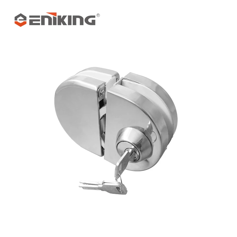 Stainless Steel  8-12mm Frameless Sliding Glass Door Lock Cylinder Tempered Glass Slide Lock With Keys