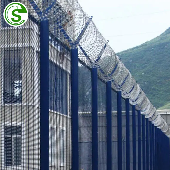 Direct factory high security 358 anti-climb fencing clearvu fence top with barbed wire spike