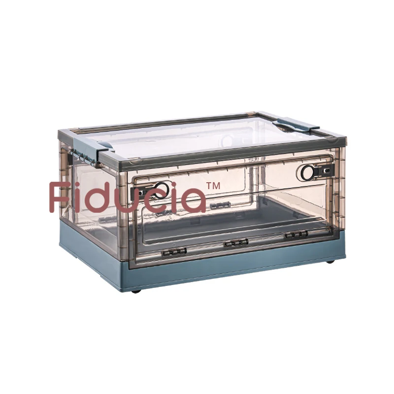 
wholesale high quality transparent plastic durable foldable stackable storage boxes&bins with wheels Collapsible Storage Box 