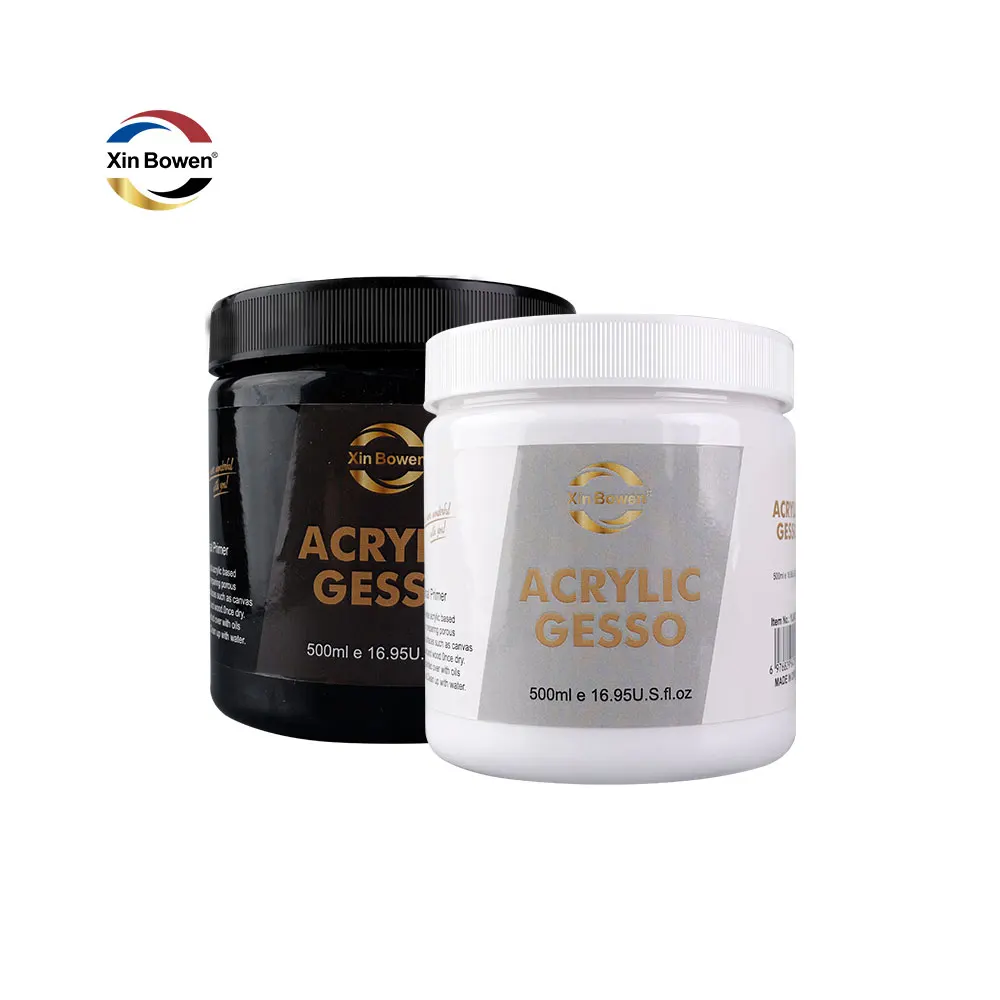 Xin Bowen 500ml Acrylic Gesso Paint Set High Quality White Black Mediums for Canvas and Paper Painting