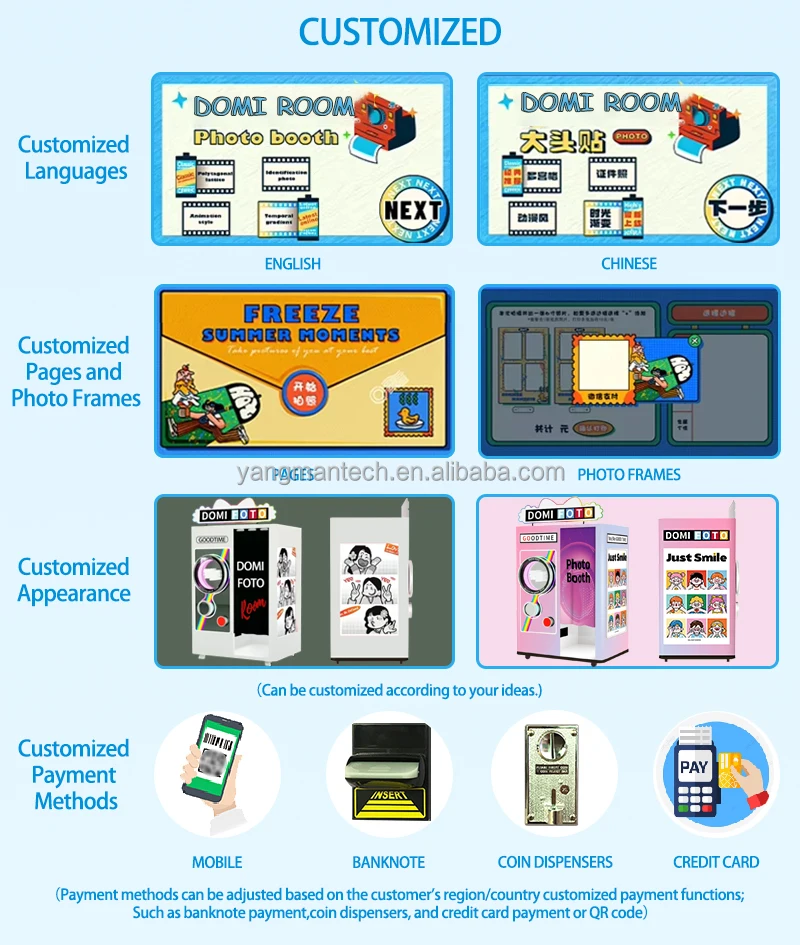 ID Photo Booth Beauty Photo Booth Voice Guidance Photography Kiosk Foto Booth Vending Machine Make Money Machine