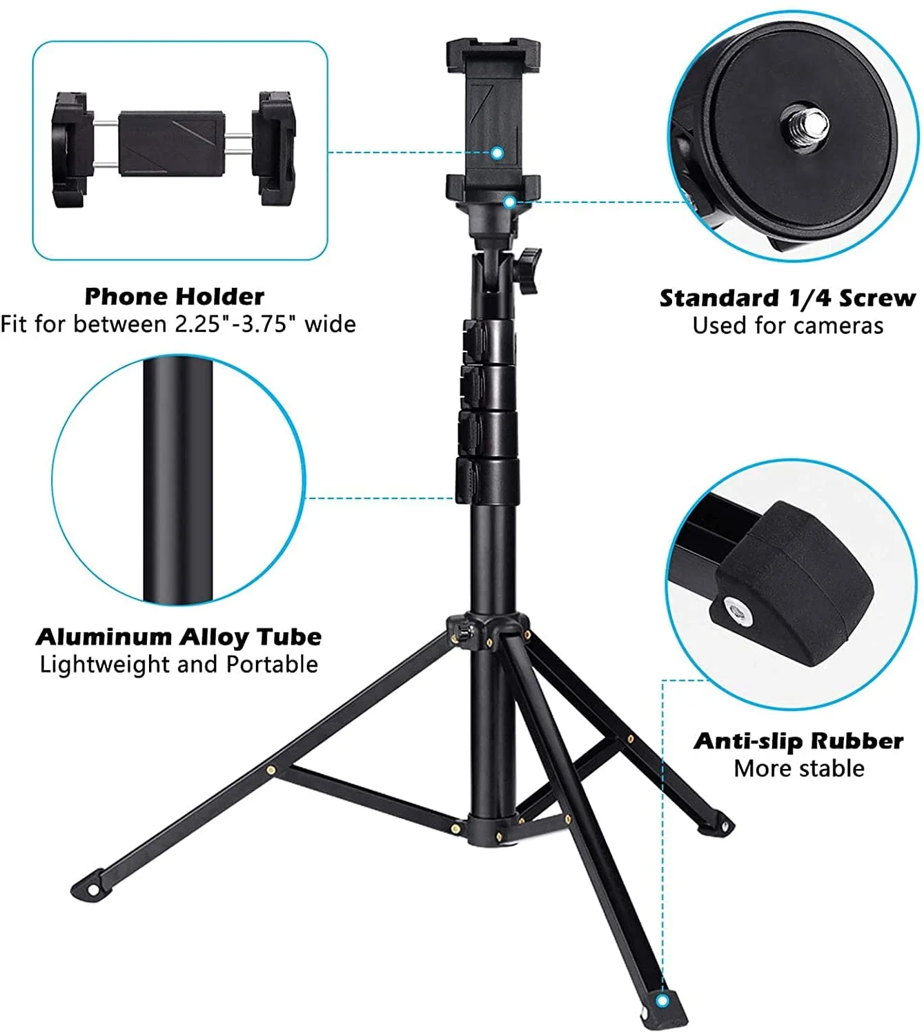 
Shenzhen factory cheap 51 inch Extendable Tripod Stand with Remote control selfie stick for smart Phone use 