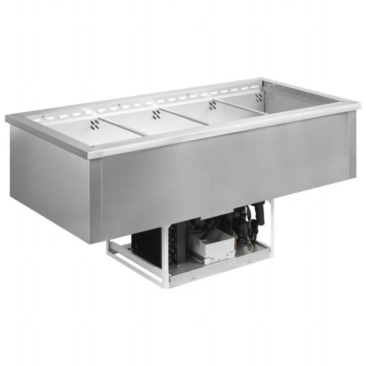 Refrigerated Drop In Cold Well Stainless Steel / Cold Counter 4 Well / Salad Bar Chiller Refrigerator 4 Wells